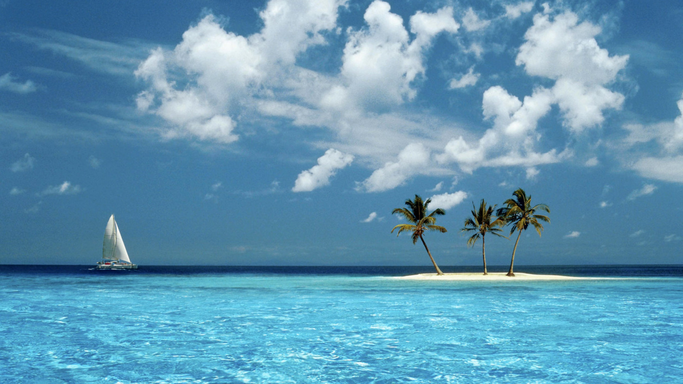 Обои море, тропическая зона, океан, вода, дневное время в разрешении 1366x768