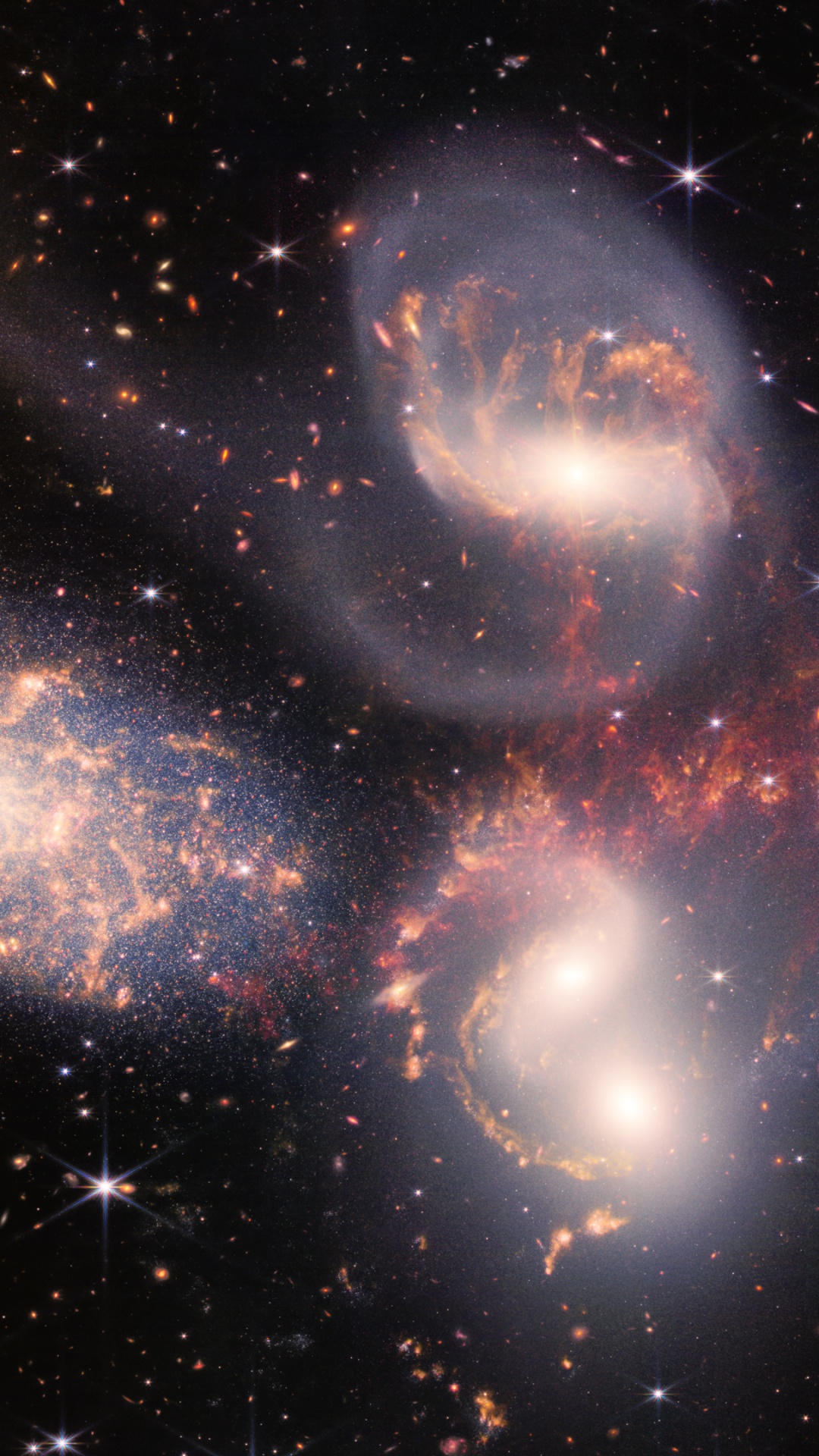 Обои Квинтет Стивена, Галактика, Космический Телескоп Джеймса Вебба, космический телескоп, группа галактик в разрешении 1080x1920