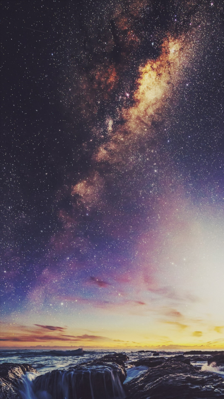 Обои атмосфера, облако, горизонт, астрономический объект, ночь в разрешении 750x1334