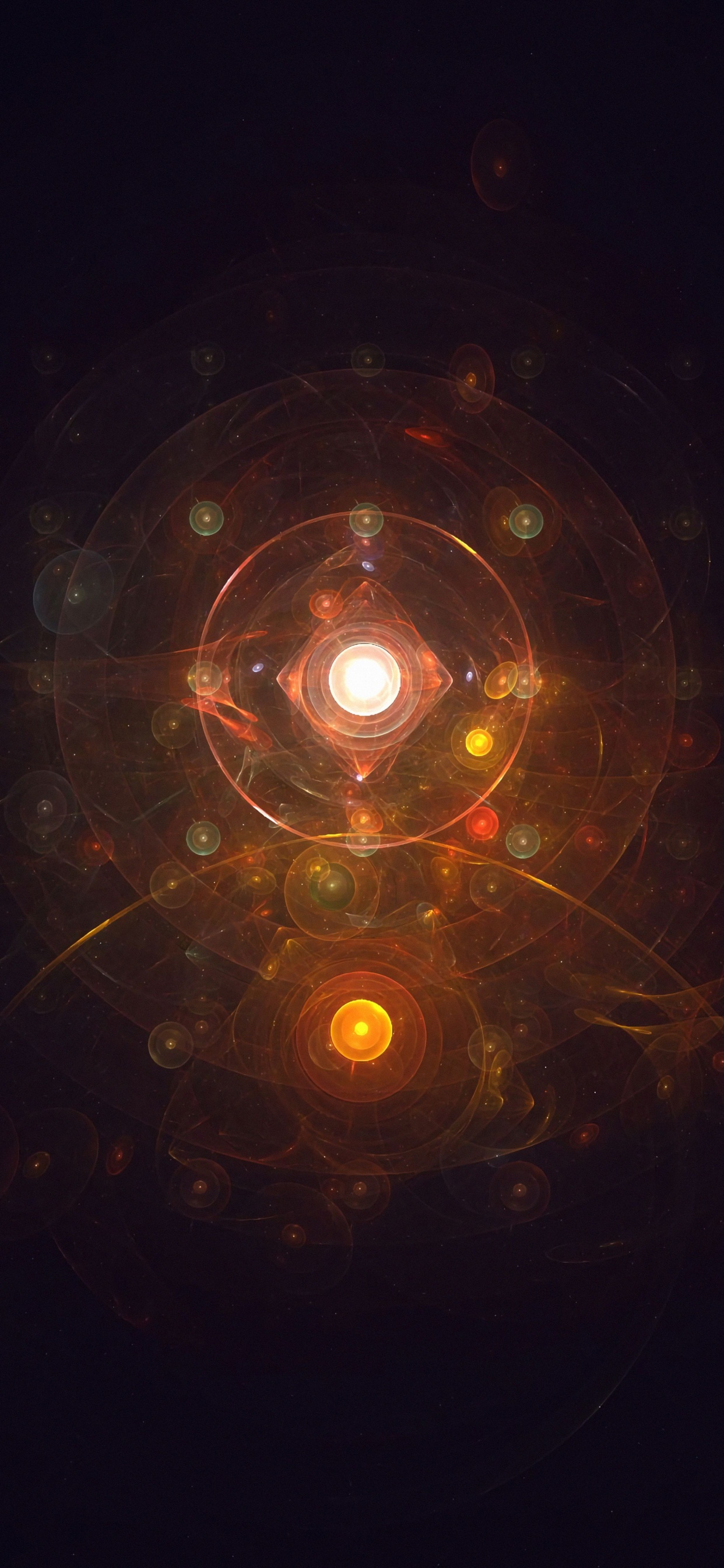 Обои свет, фрактальное искусство, фрактал, арт, круг в разрешении 1242x2688