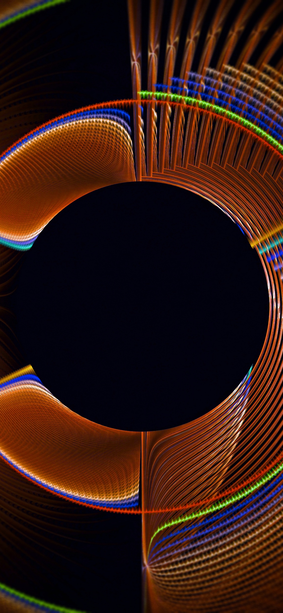 Обои круг, фрактальное искусство, красочность, спираль, графика в разрешении 1125x2436