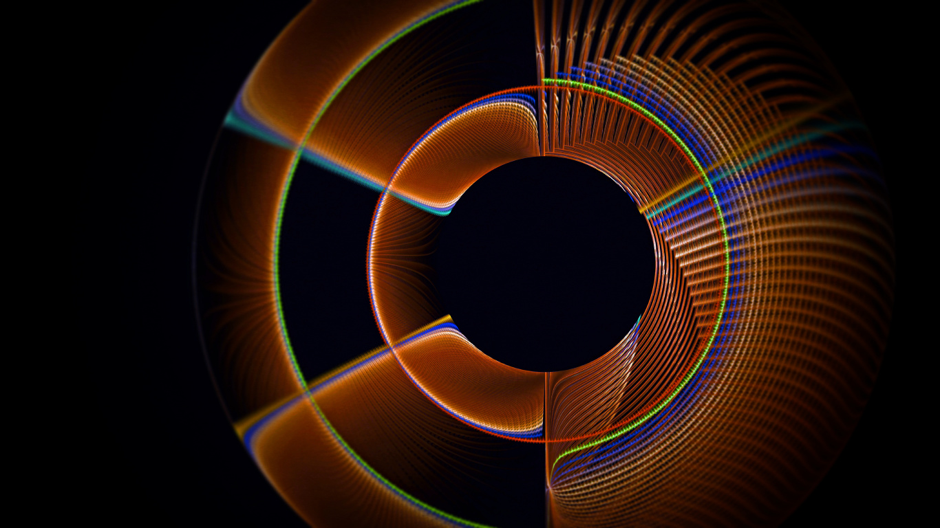 Обои круг, фрактальное искусство, красочность, спираль, графика в разрешении 1366x768