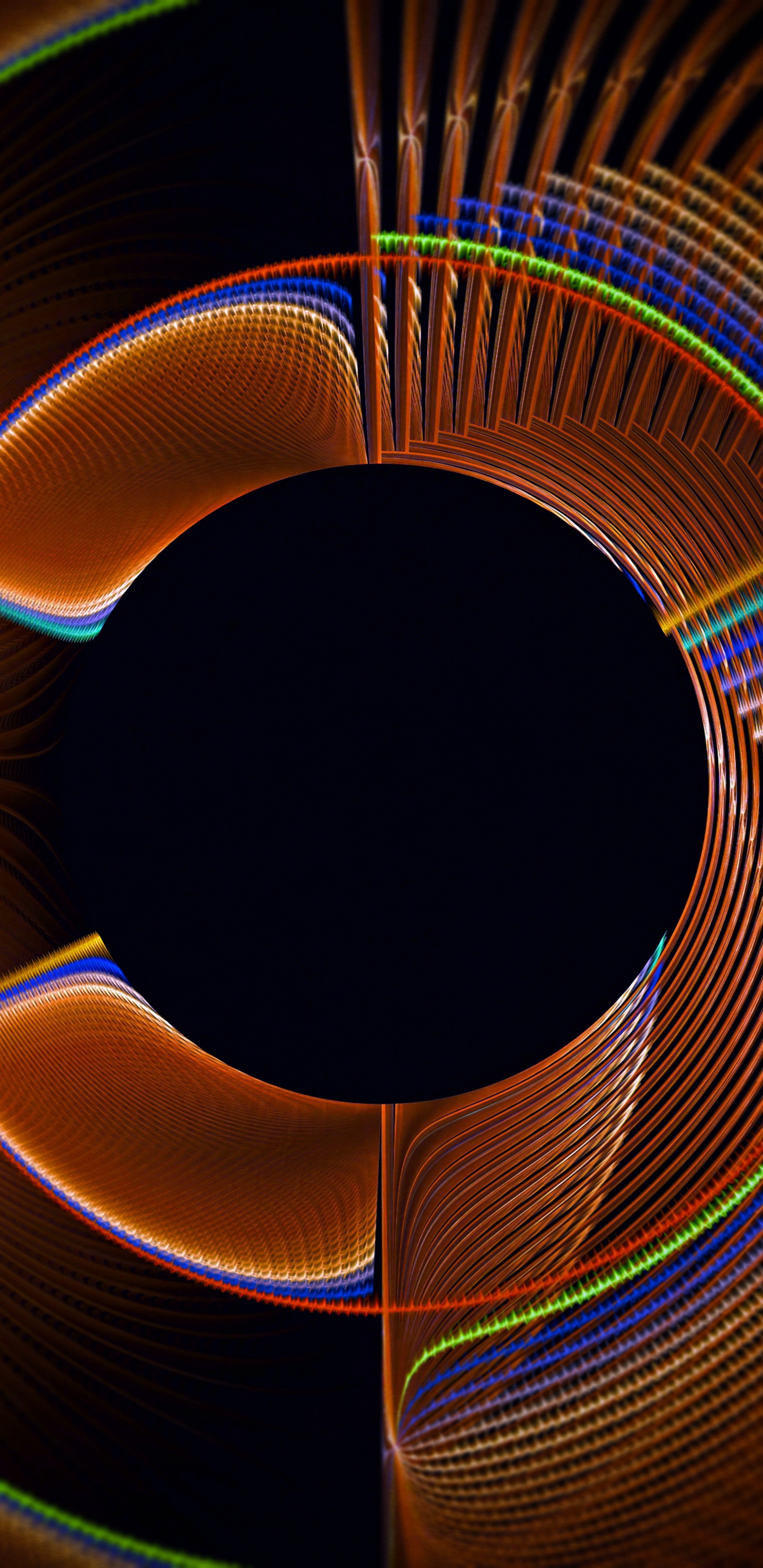 Обои круг, фрактальное искусство, красочность, спираль, графика в разрешении 1440x2960