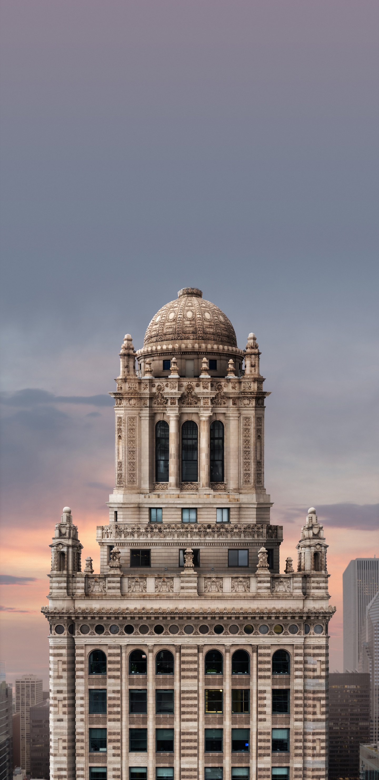 Обои Институт искусств Чикаго, Тридцать Пять Ваккер, Башня Сиэтл, 333 северный Мичиган, Здание Торговой палаты Чикаго в разрешении 1440x2960