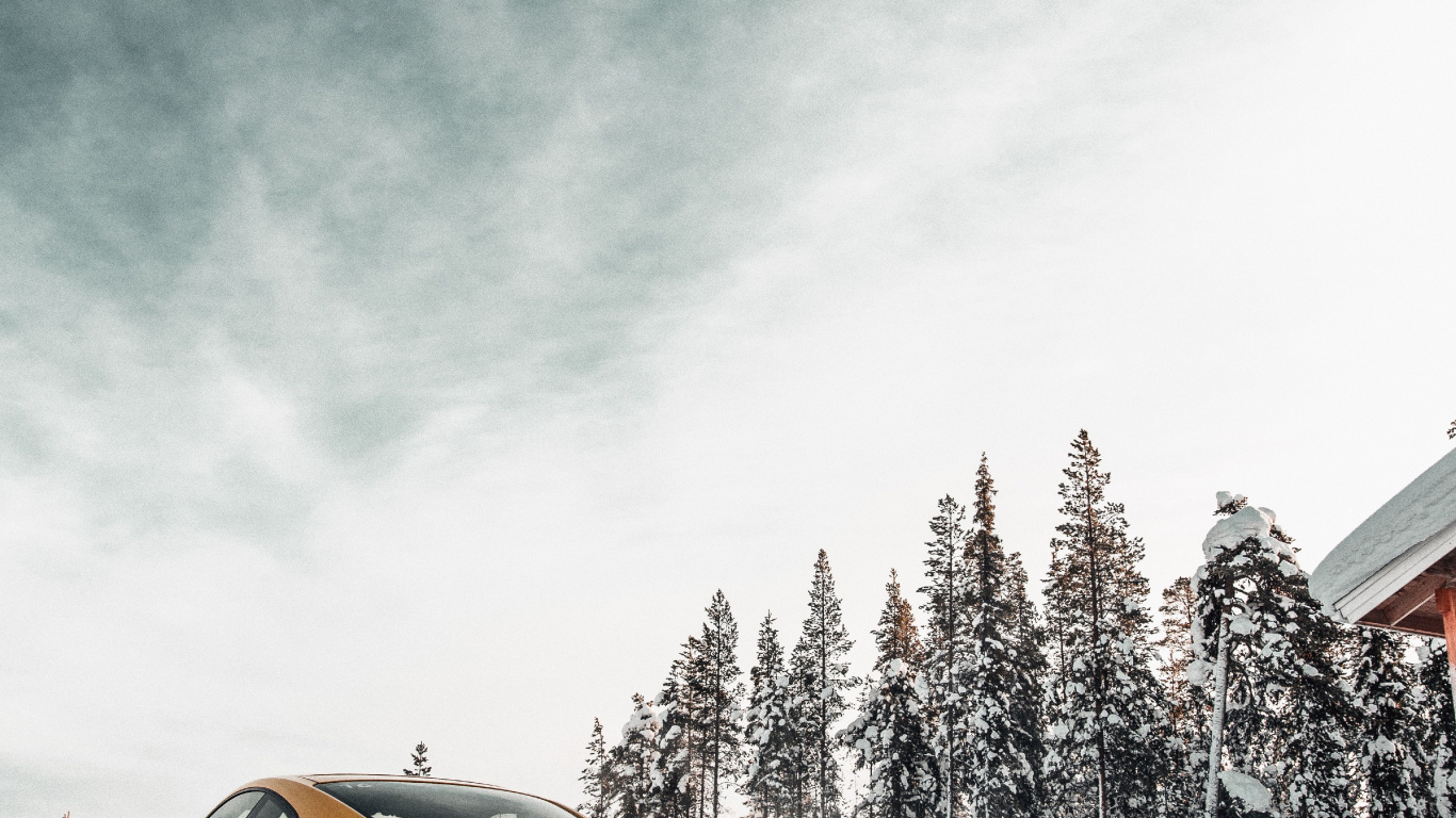 Обои малолитражный автомобиль, гора, Порше, снег, спортивный автомобиль в разрешении 1366x768