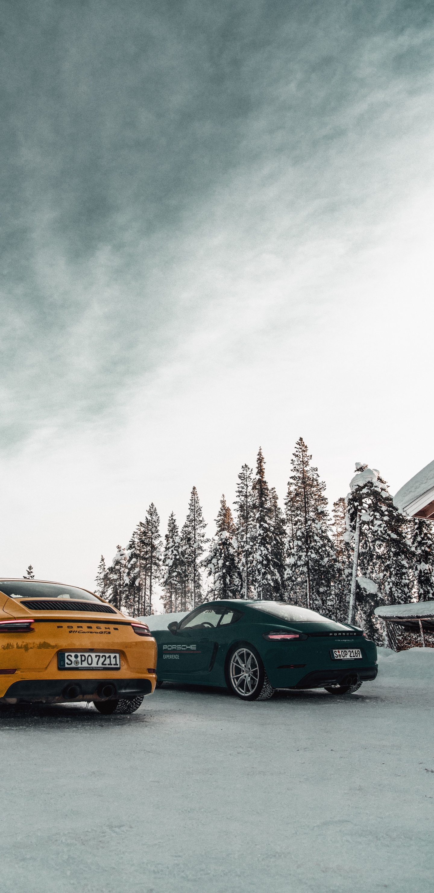 Обои малолитражный автомобиль, гора, Порше, снег, спортивный автомобиль в разрешении 1440x2960