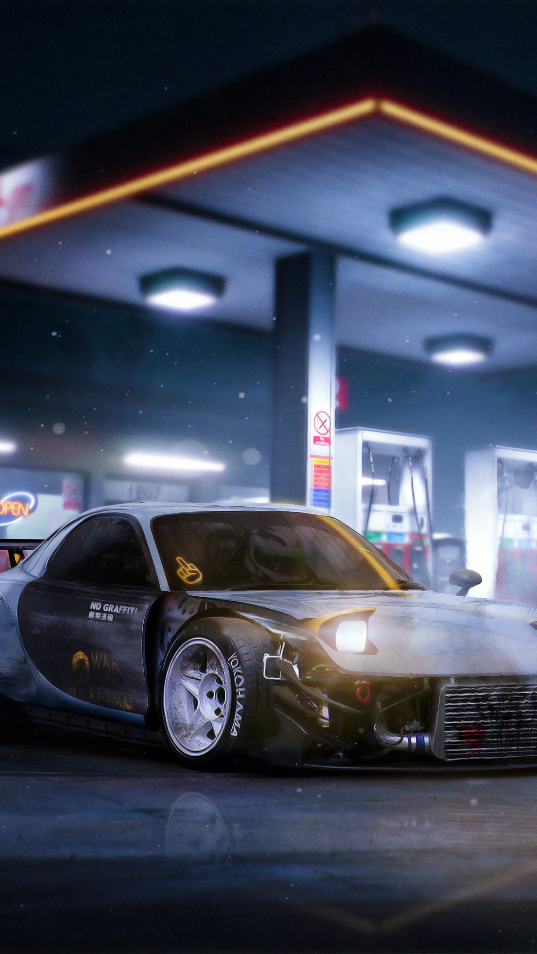 Обои авто, бензин, обод, колесо, автомобильное освещение в разрешении 1080x1920