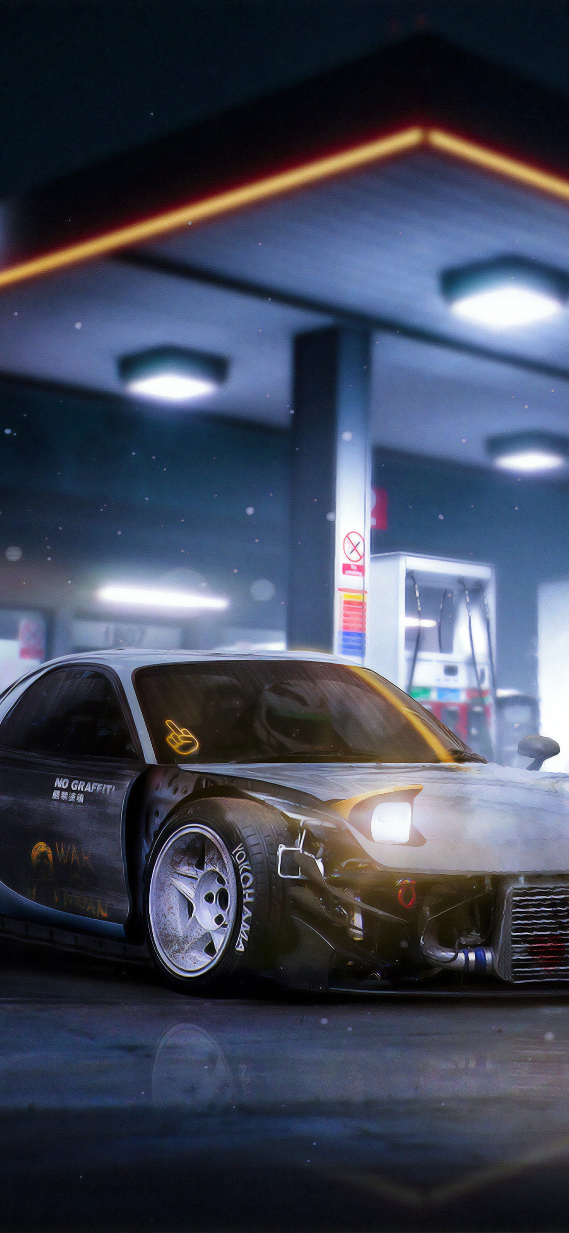 Обои авто, бензин, обод, колесо, автомобильное освещение в разрешении 1125x2436