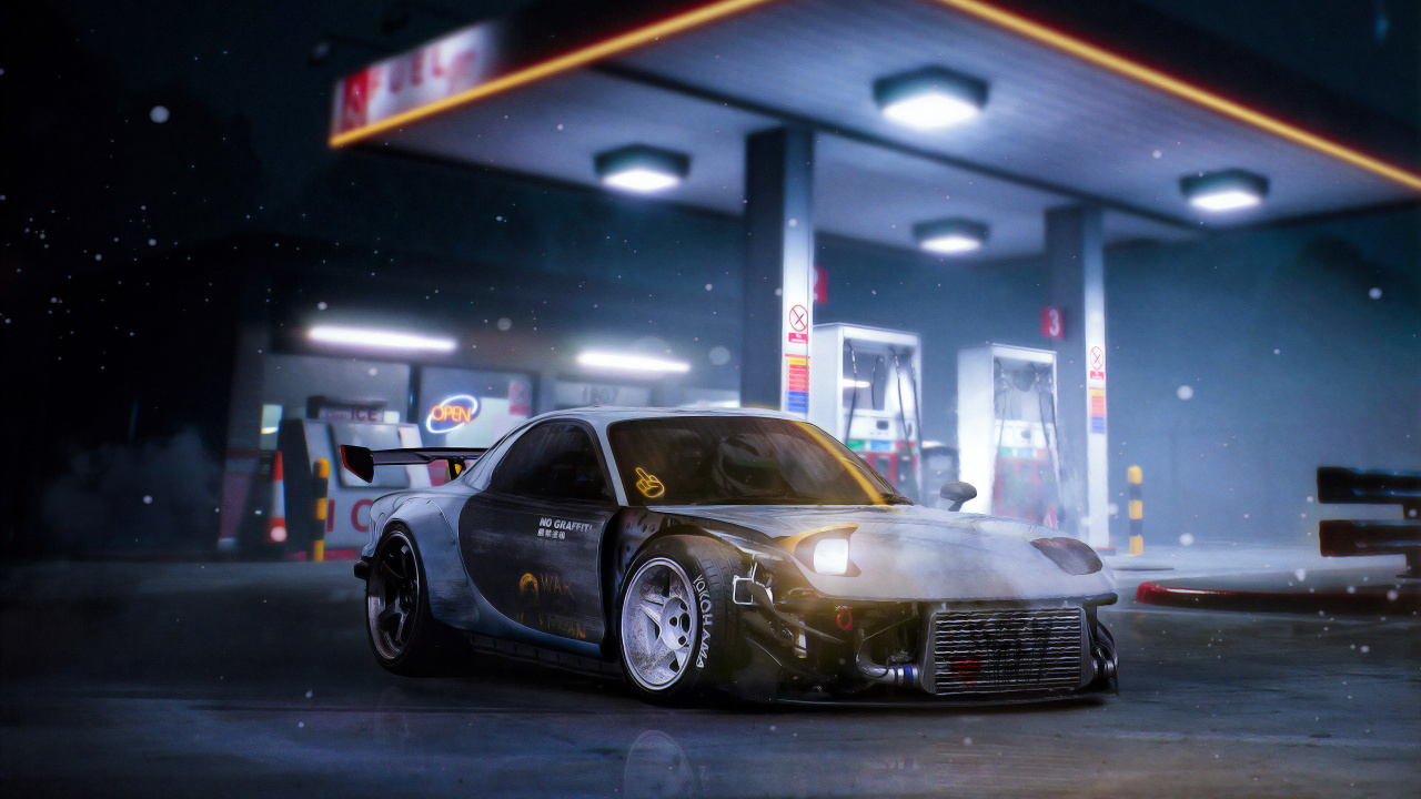 Обои авто, бензин, обод, колесо, автомобильное освещение в разрешении 1280x720