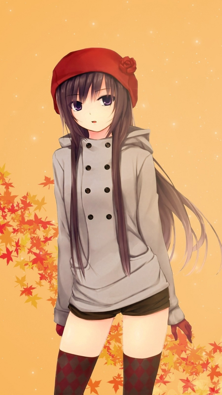 Обои аниме, осень, иллюстрация, живопись, счастье в разрешении 750x1334