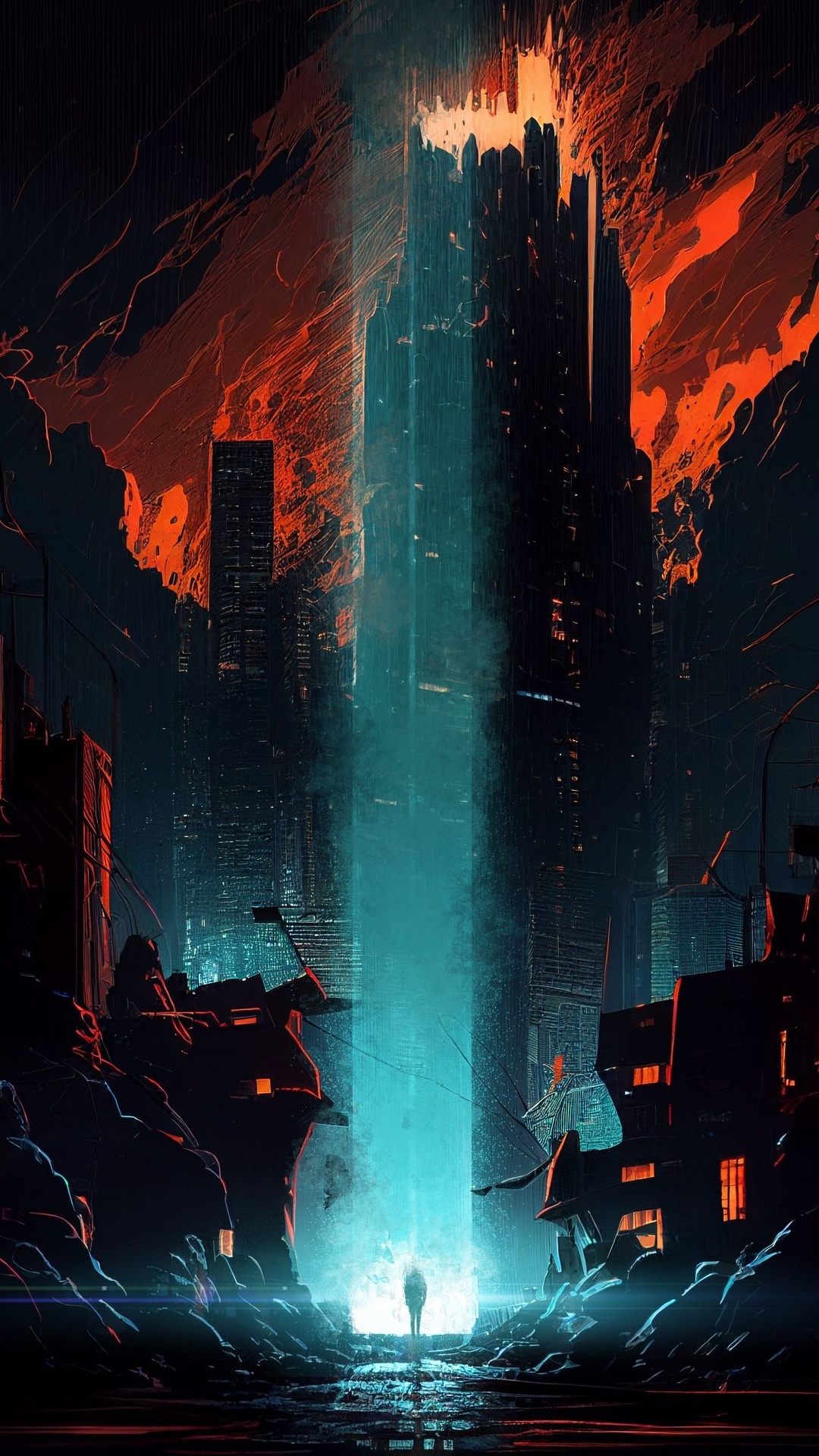 Обои небоскреб, визуальное искусство, графический дизайн, здание, атмосфера в разрешении 1080x1920