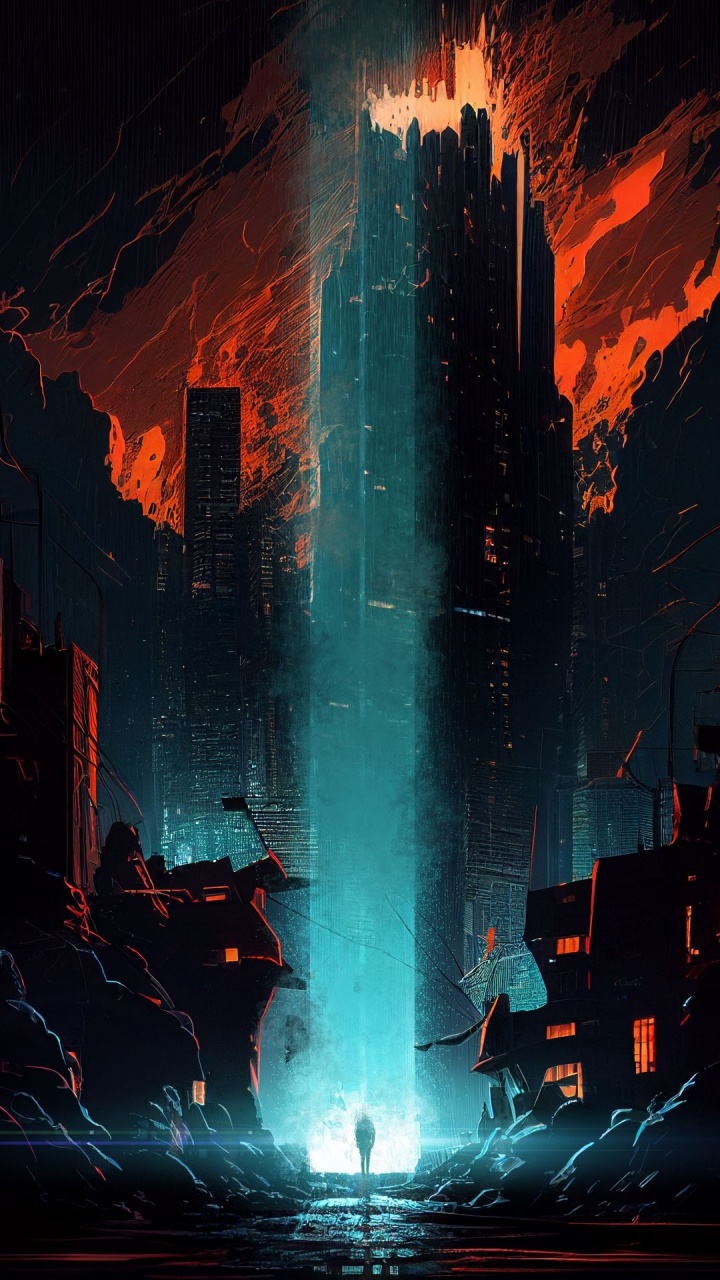 Обои небоскреб, визуальное искусство, графический дизайн, здание, атмосфера в разрешении 720x1280