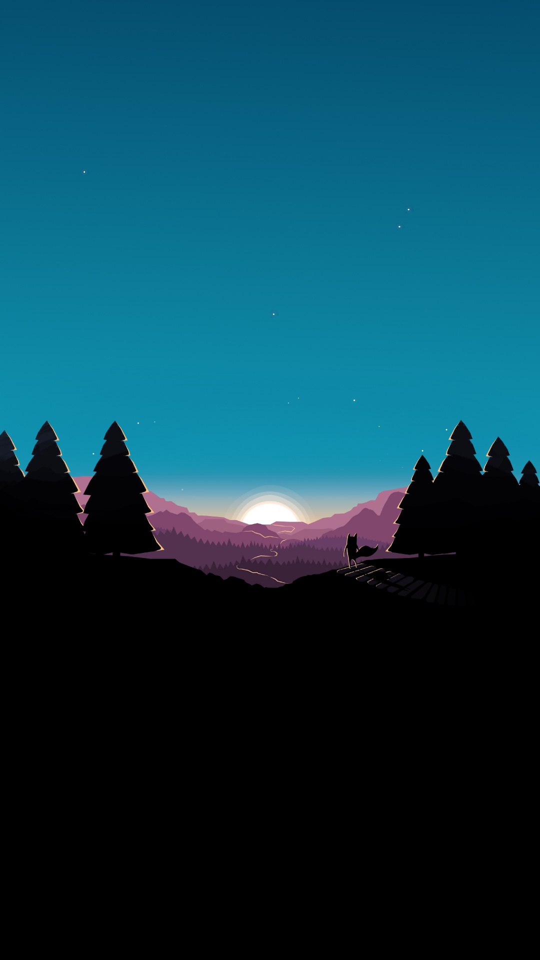 Обои астрономический объект, горный хребет, космос, звезда, вечнозеленое растение в разрешении 1080x1920