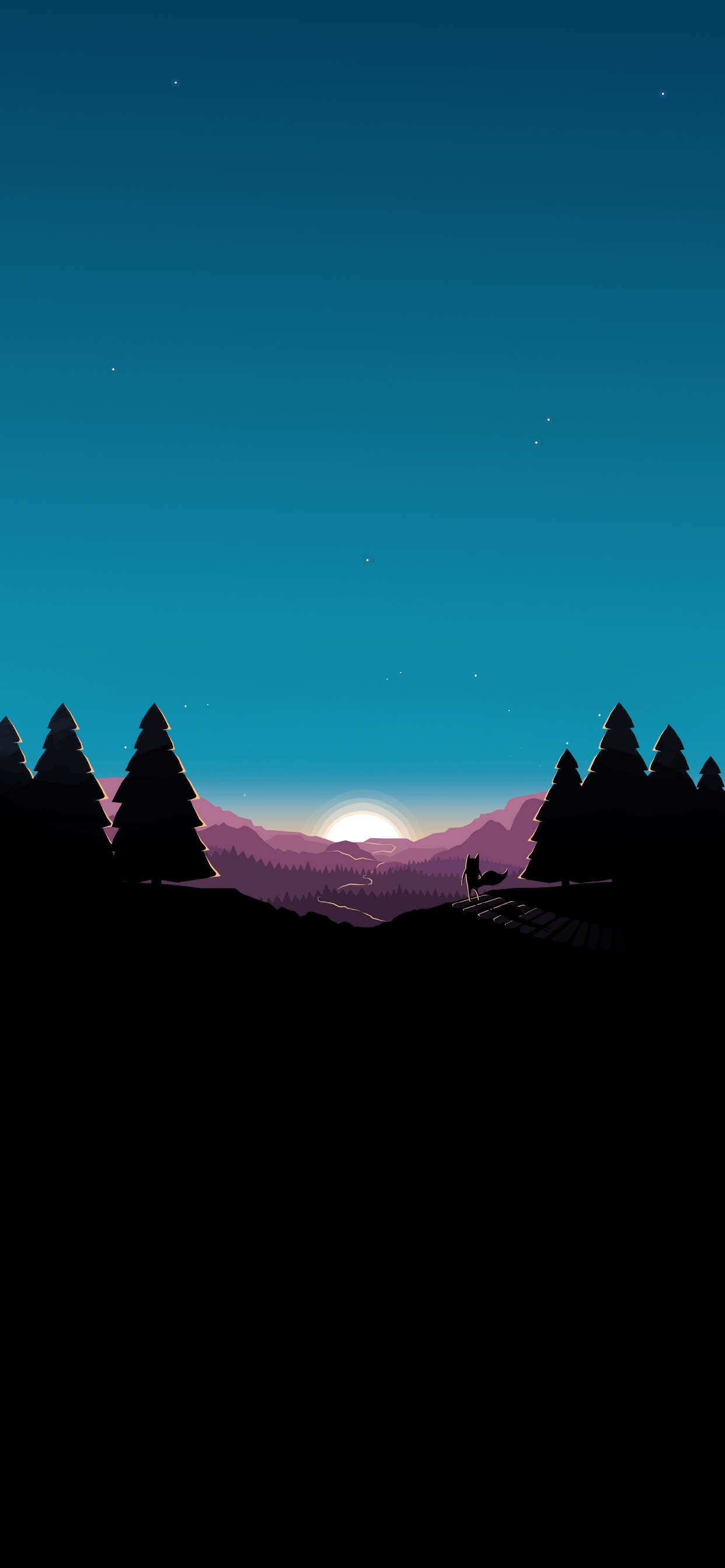 Обои астрономический объект, горный хребет, космос, звезда, вечнозеленое растение в разрешении 1242x2688