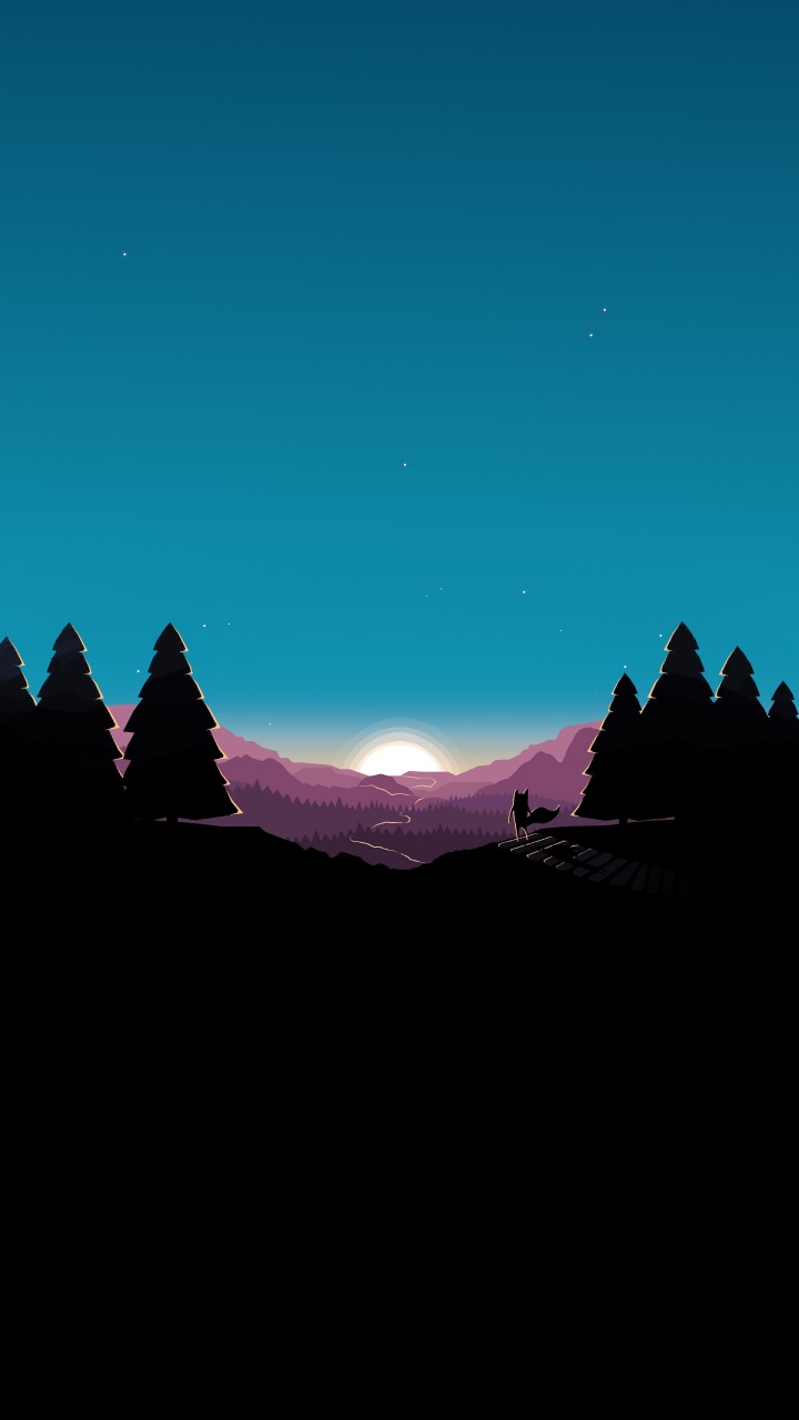 Обои астрономический объект, горный хребет, космос, звезда, вечнозеленое растение в разрешении 720x1280