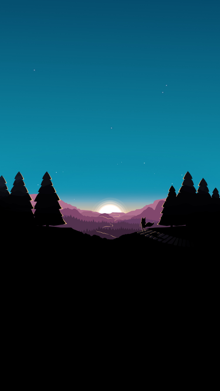 Обои астрономический объект, горный хребет, космос, звезда, вечнозеленое растение в разрешении 750x1334