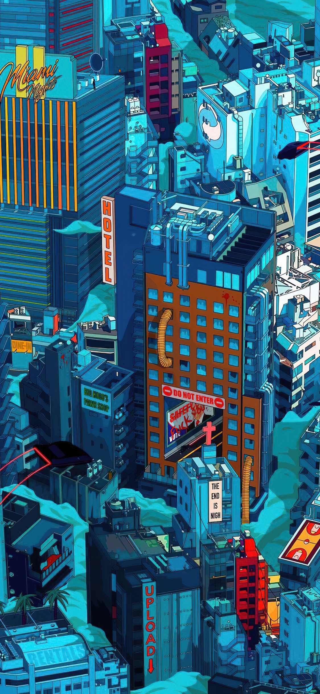 Обои небоскреб, здание, архитектура, синий, вышка в разрешении 1125x2436