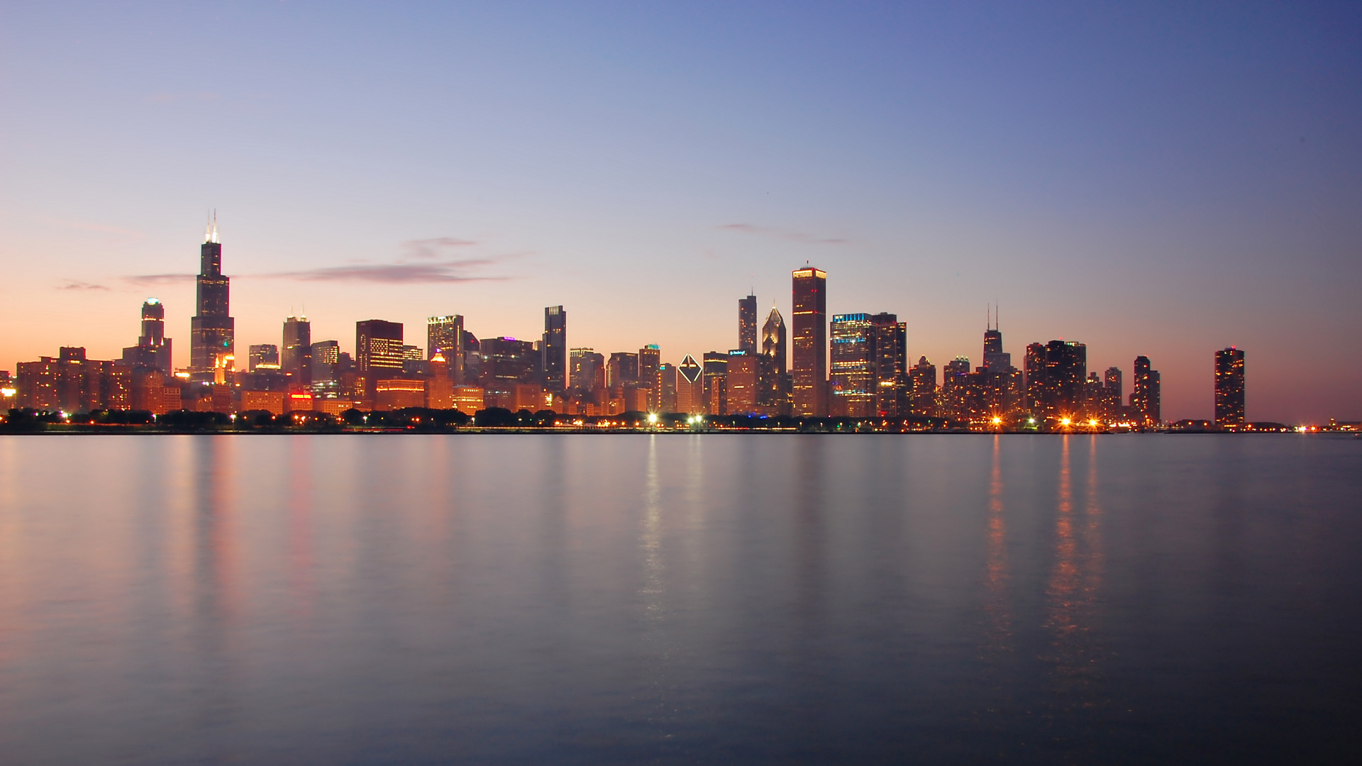 Обои линия горизонта, Чикаго, горизонт, панорама, город в разрешении 1920x1080