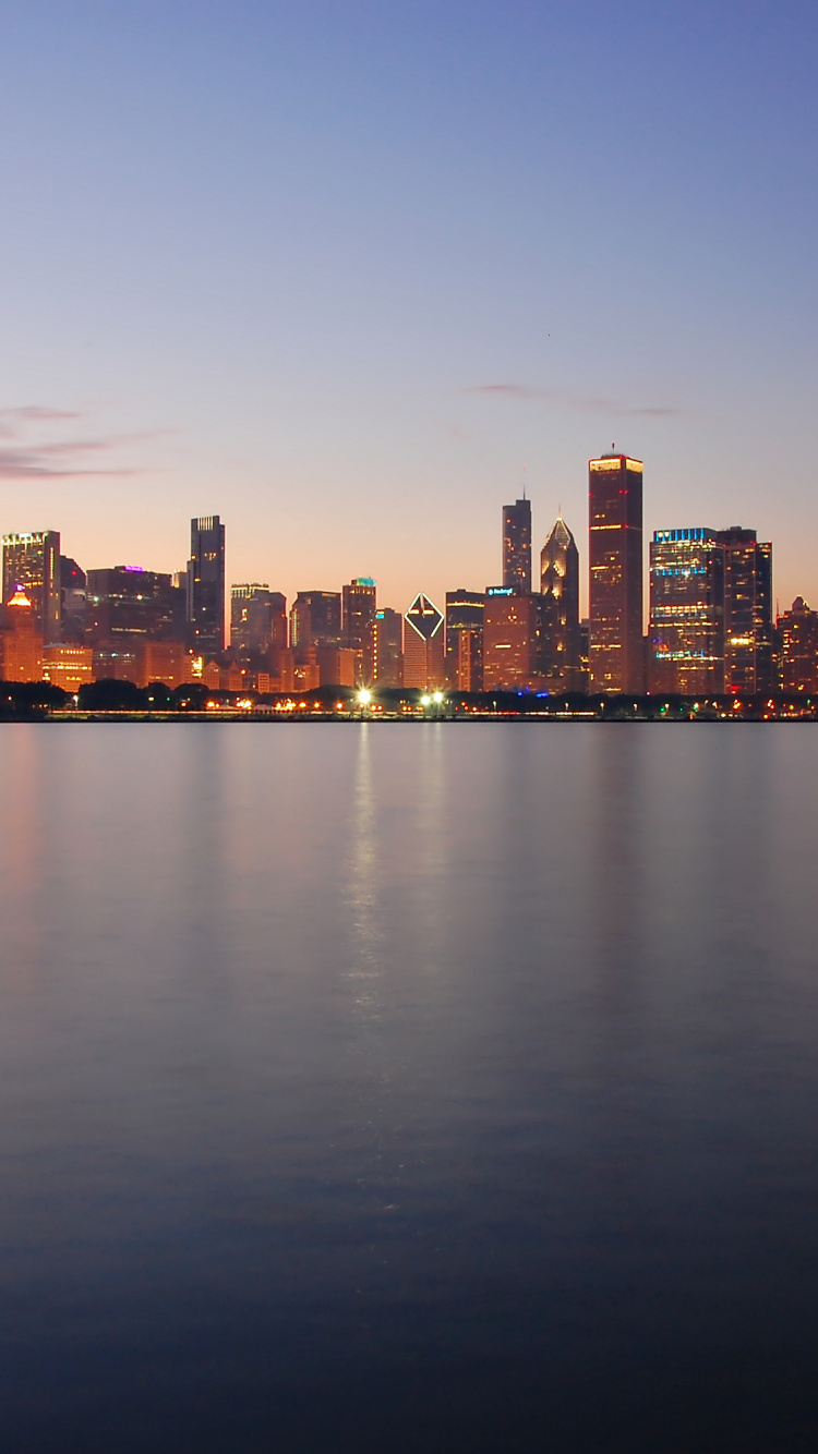 Обои линия горизонта, Чикаго, горизонт, панорама, город в разрешении 750x1334