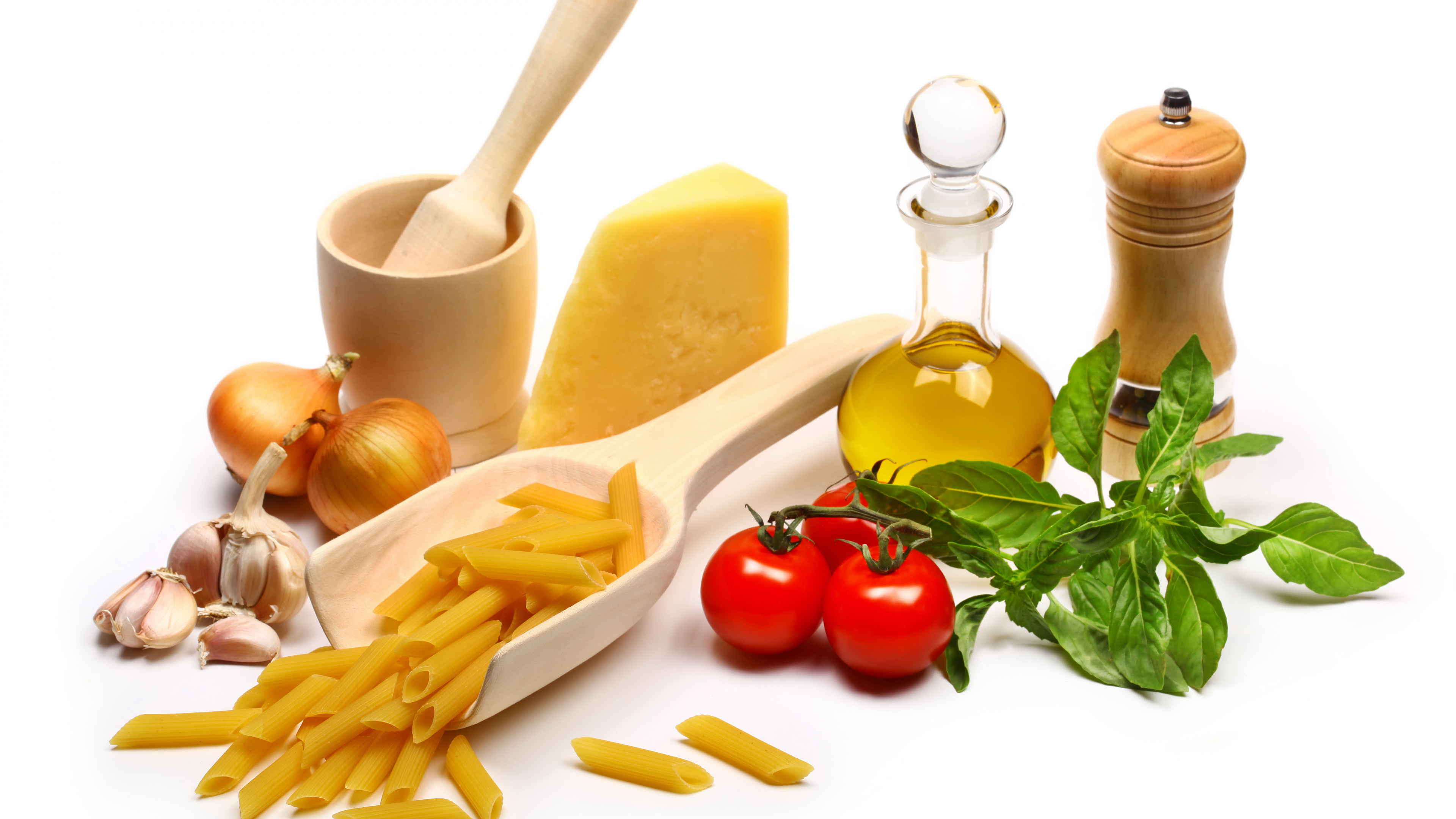 Обои паста, помидор, природные продукты, пища, ингредиент в разрешении 3840x2160