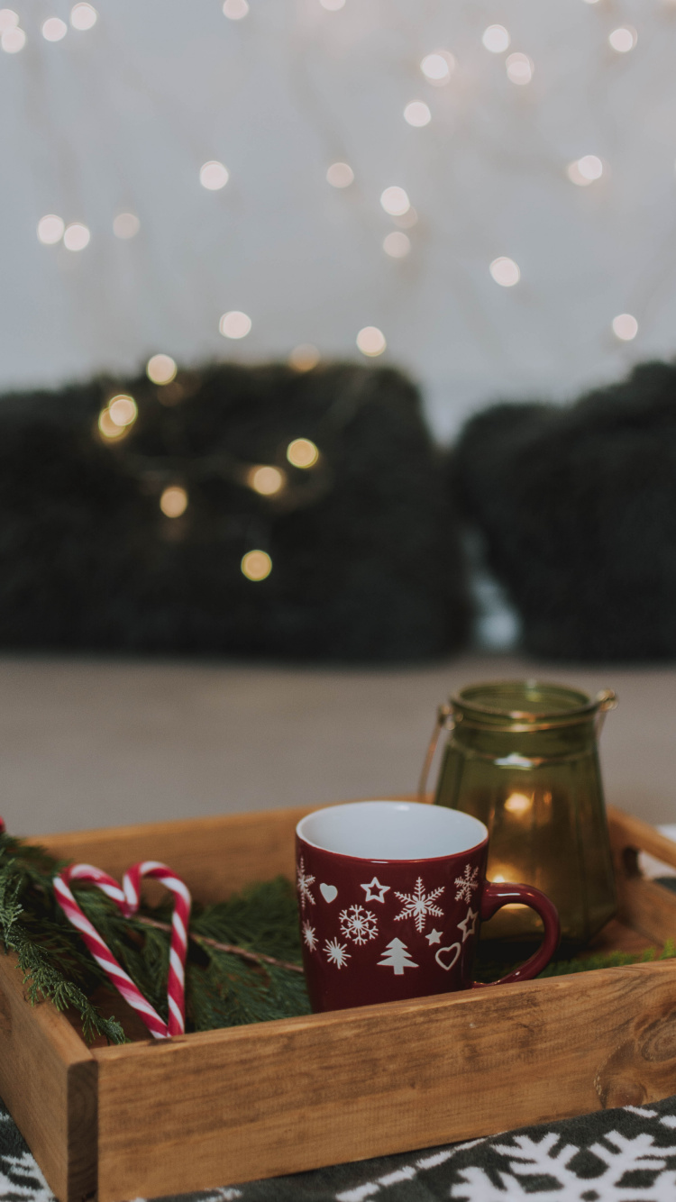 Обои комната, кофе, таблица, посуда, шоколад в разрешении 750x1334