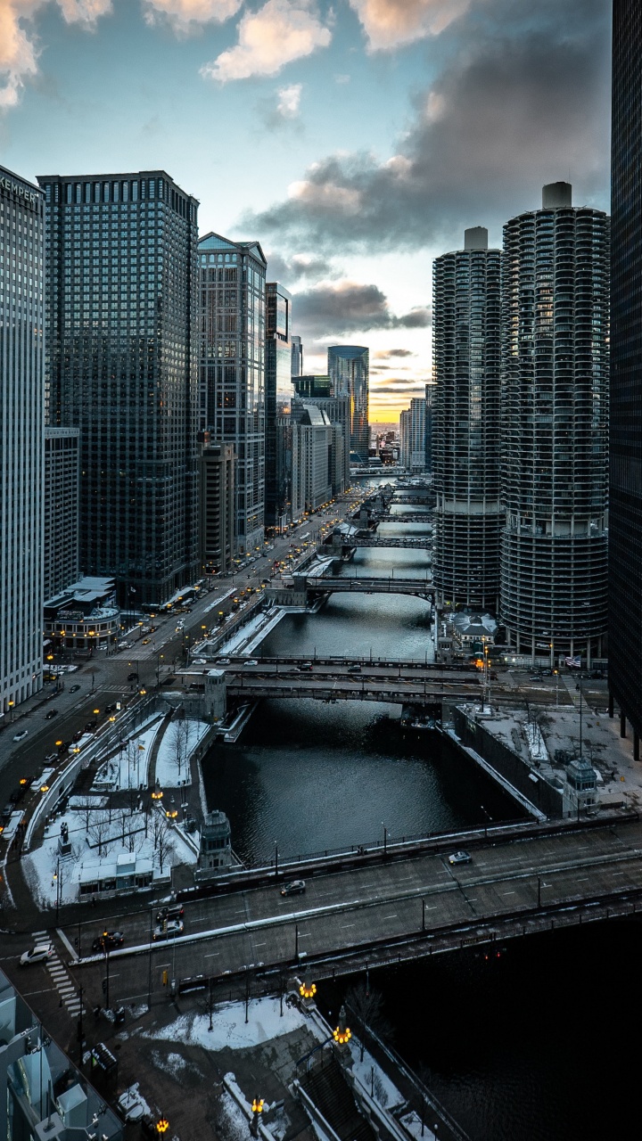 Обои Чикаго, городской район, метрополия, городской пейзаж, город в разрешении 720x1280
