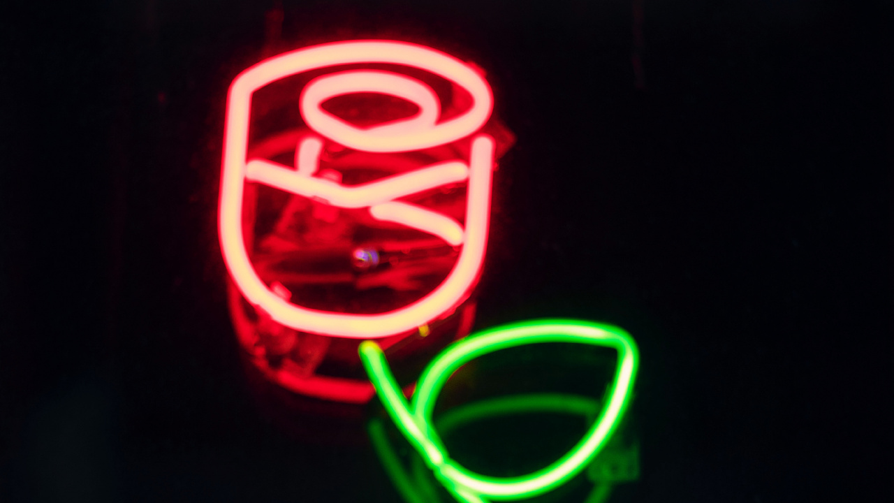 Обои вывеска, технологии, закат, неон, электронные табло в разрешении 1280x720