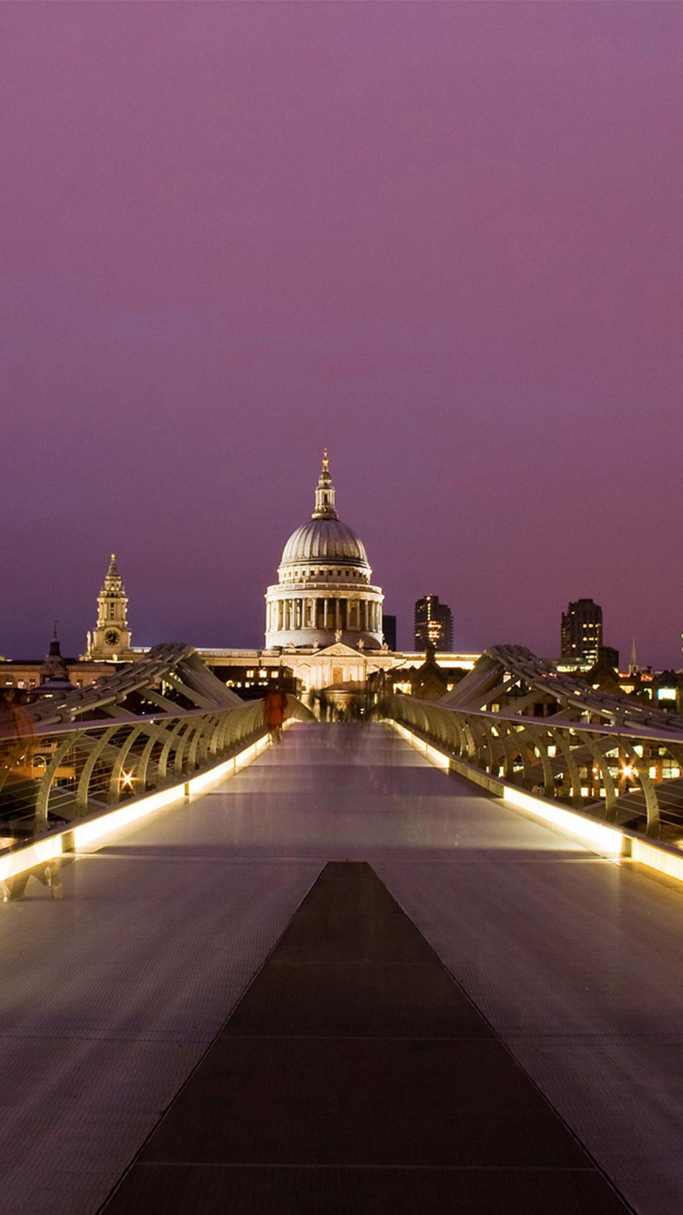 Обои Собор Святого Павла, ориентир, ночь, городской пейзаж, город в разрешении 750x1334