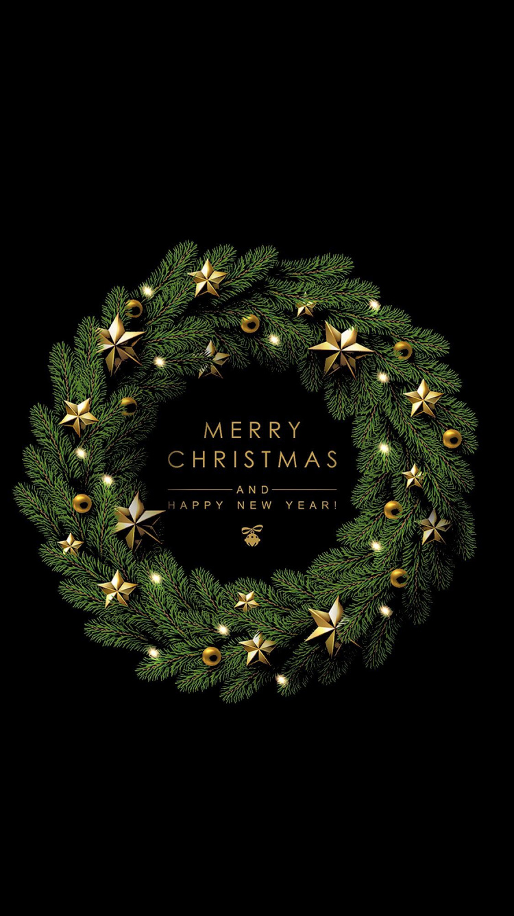 Обои Рождественский день, венок, векторная графика, иллюстрация, Рождественская музыка в разрешении 750x1334