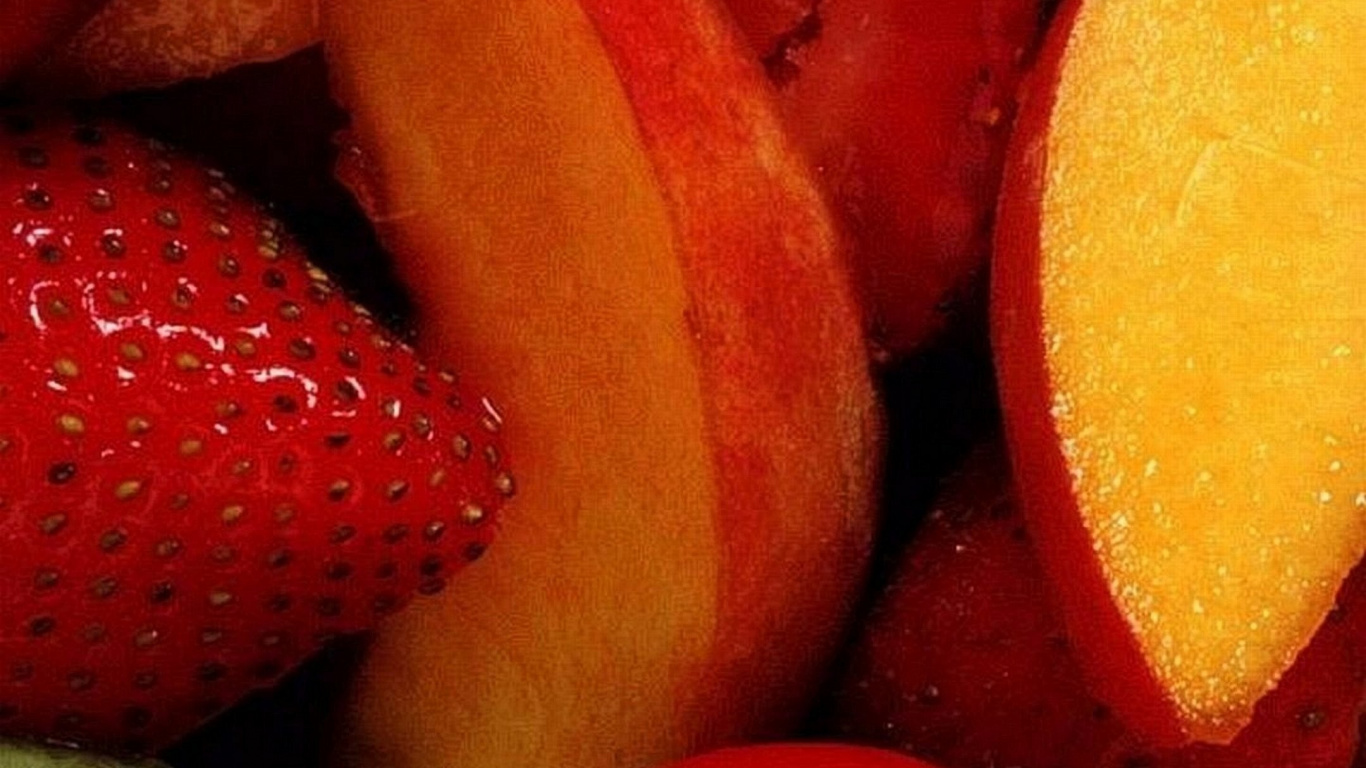 Обои природные продукты, фрукты, пища, фруктовый салат, суперфуд в разрешении 1366x768