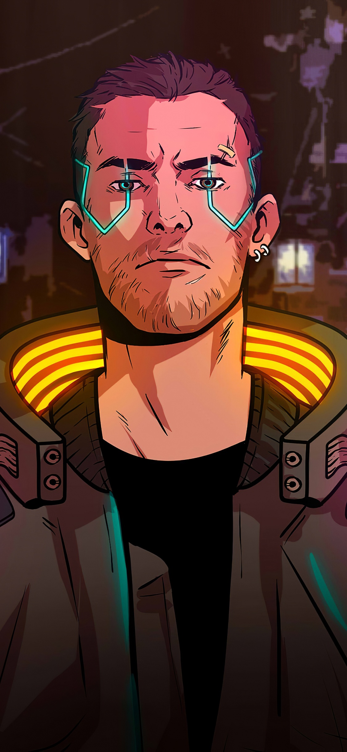 Обои Киберпанк 2077, арт, приключенческая игра, иллюстрация, компьютерная игра в разрешении 1125x2436