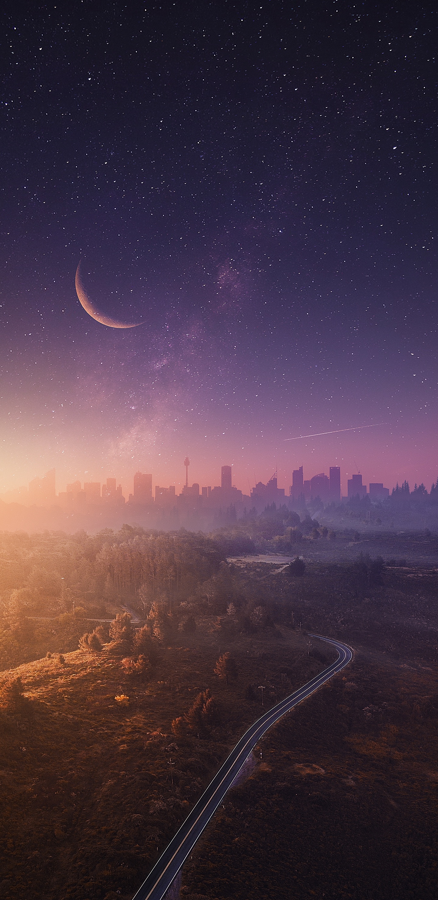 Обои облако, атмосфера, дневное время, луна, свет в разрешении 1440x2960