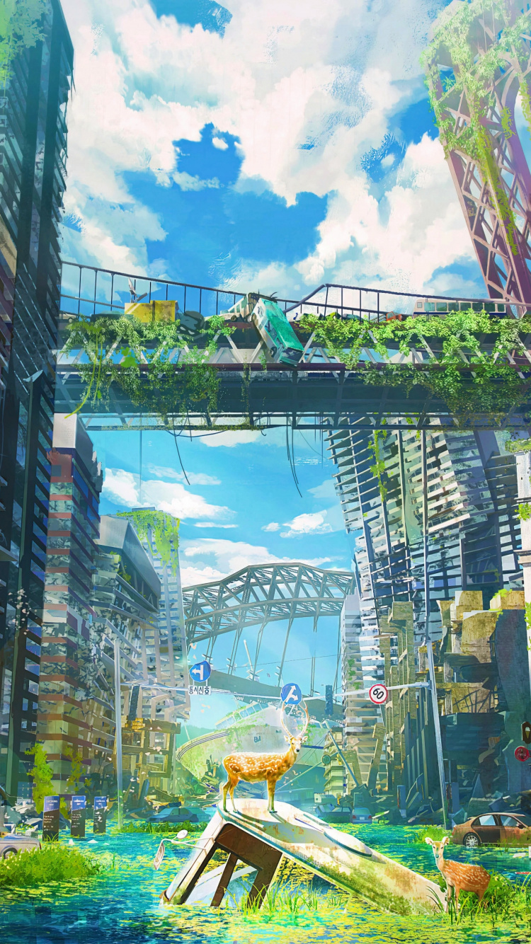 Обои арт, ю тум ра, дневное время, зеленый, мир в разрешении 750x1334