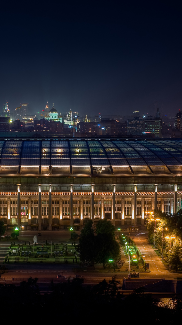 Обои стадион, ЧМ 2018, спортивные объекты, ночь, город в разрешении 750x1334