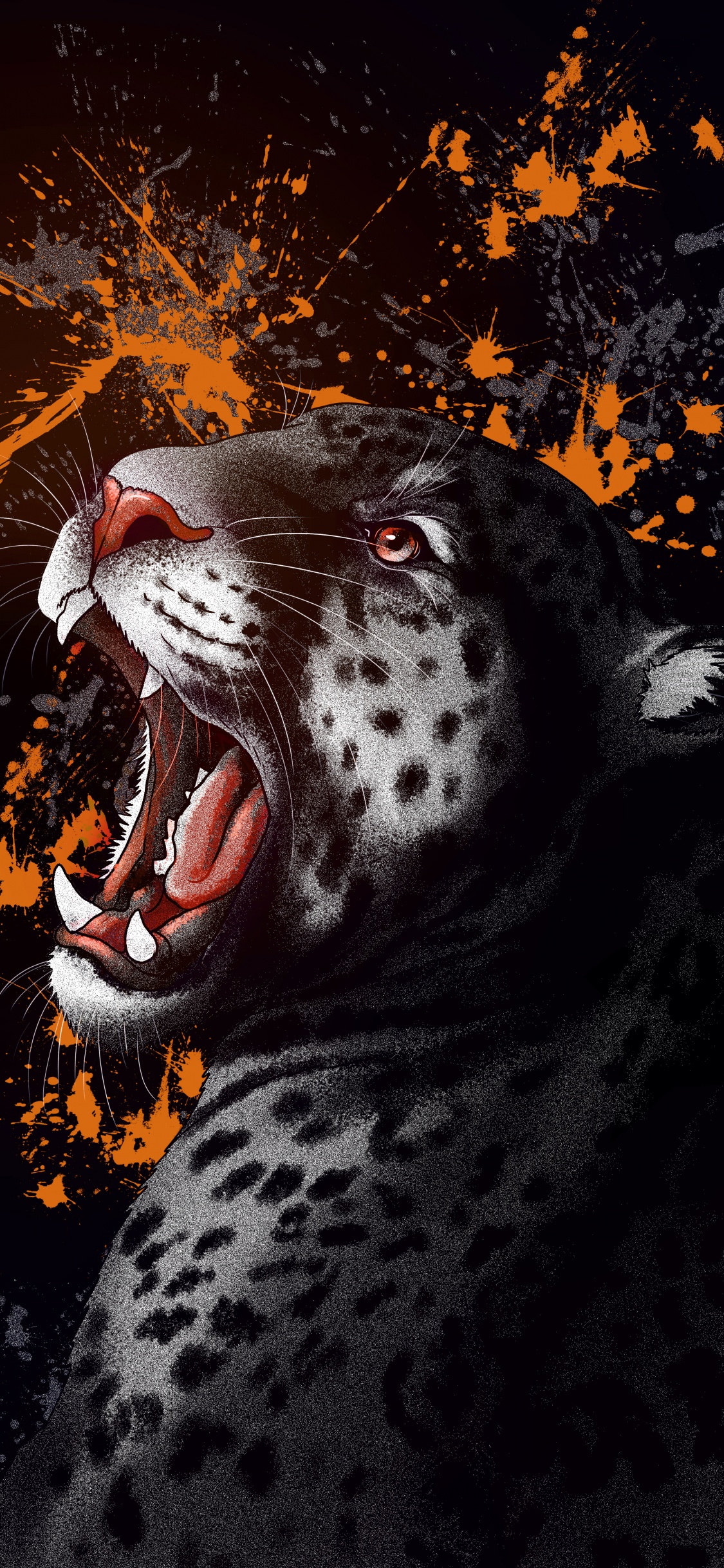 Обои темнота, арт, волк, пасть, клык в разрешении 1125x2436