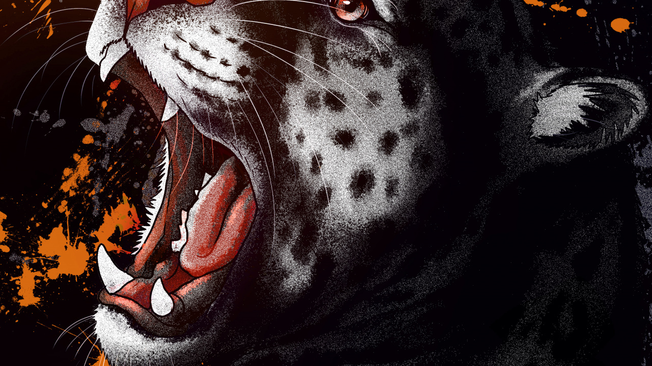 Обои темнота, арт, волк, пасть, клык в разрешении 1280x720