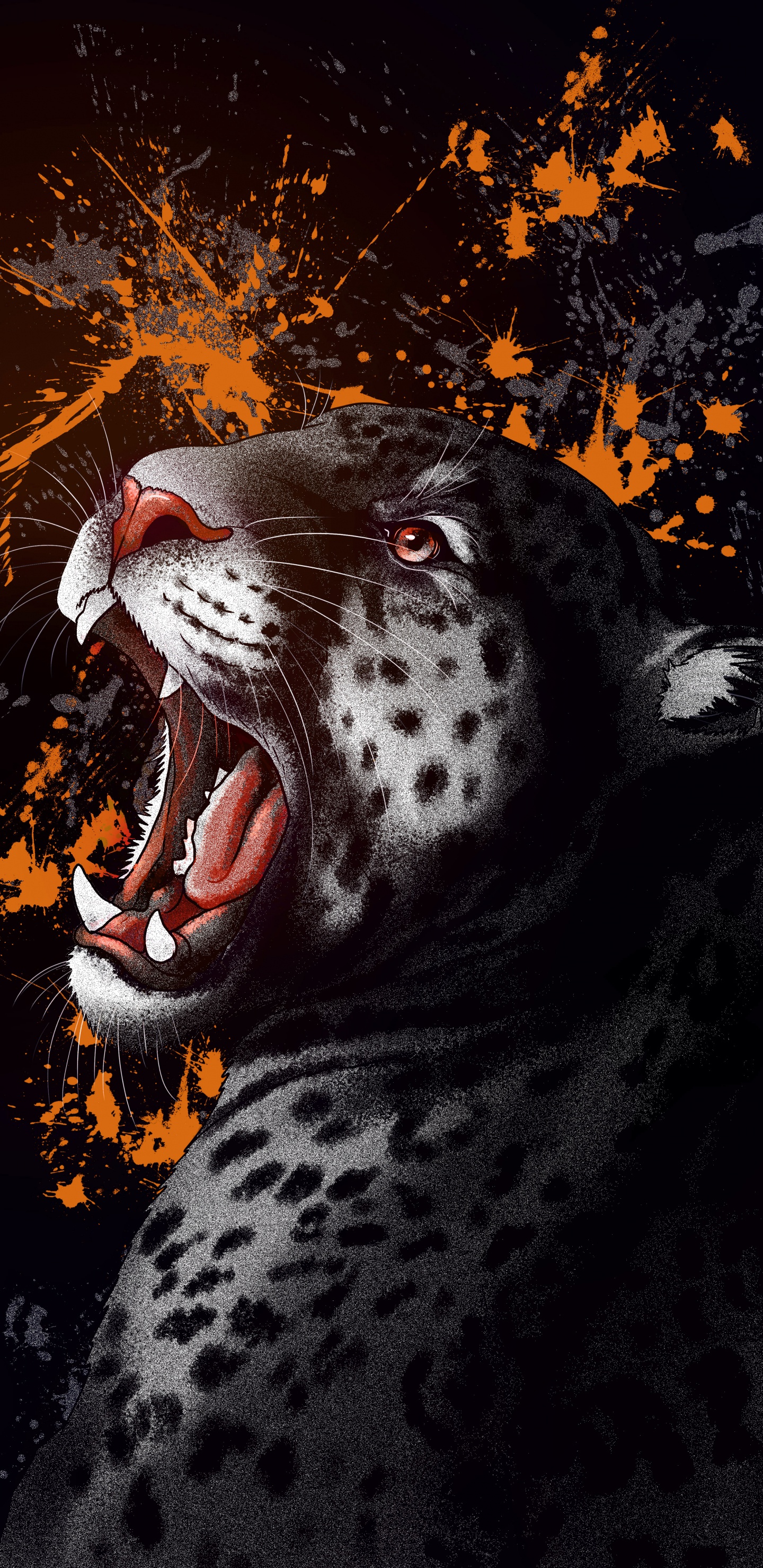 Обои темнота, арт, волк, пасть, клык в разрешении 1440x2960