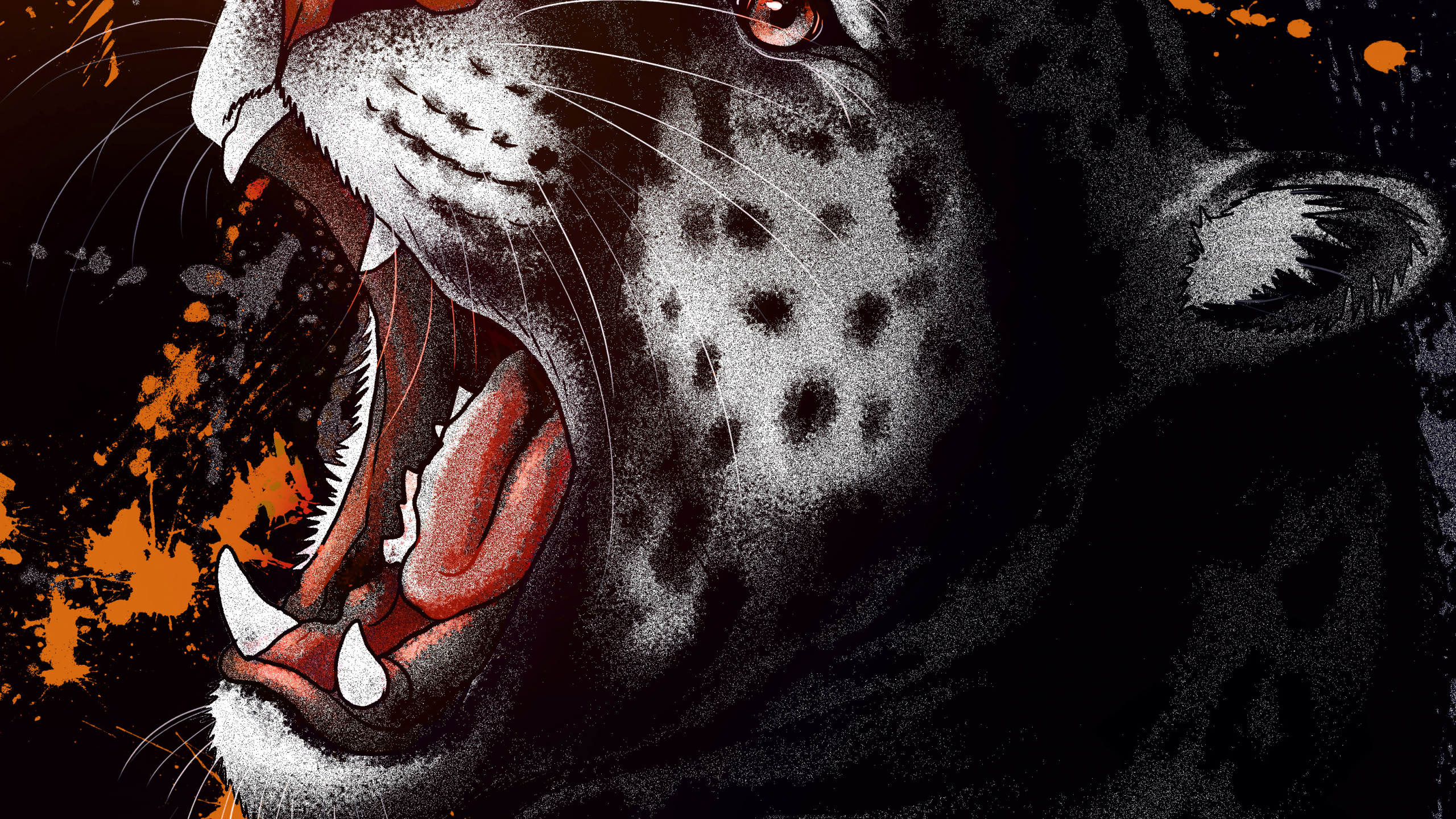 Обои темнота, арт, волк, пасть, клык в разрешении 2560x1440