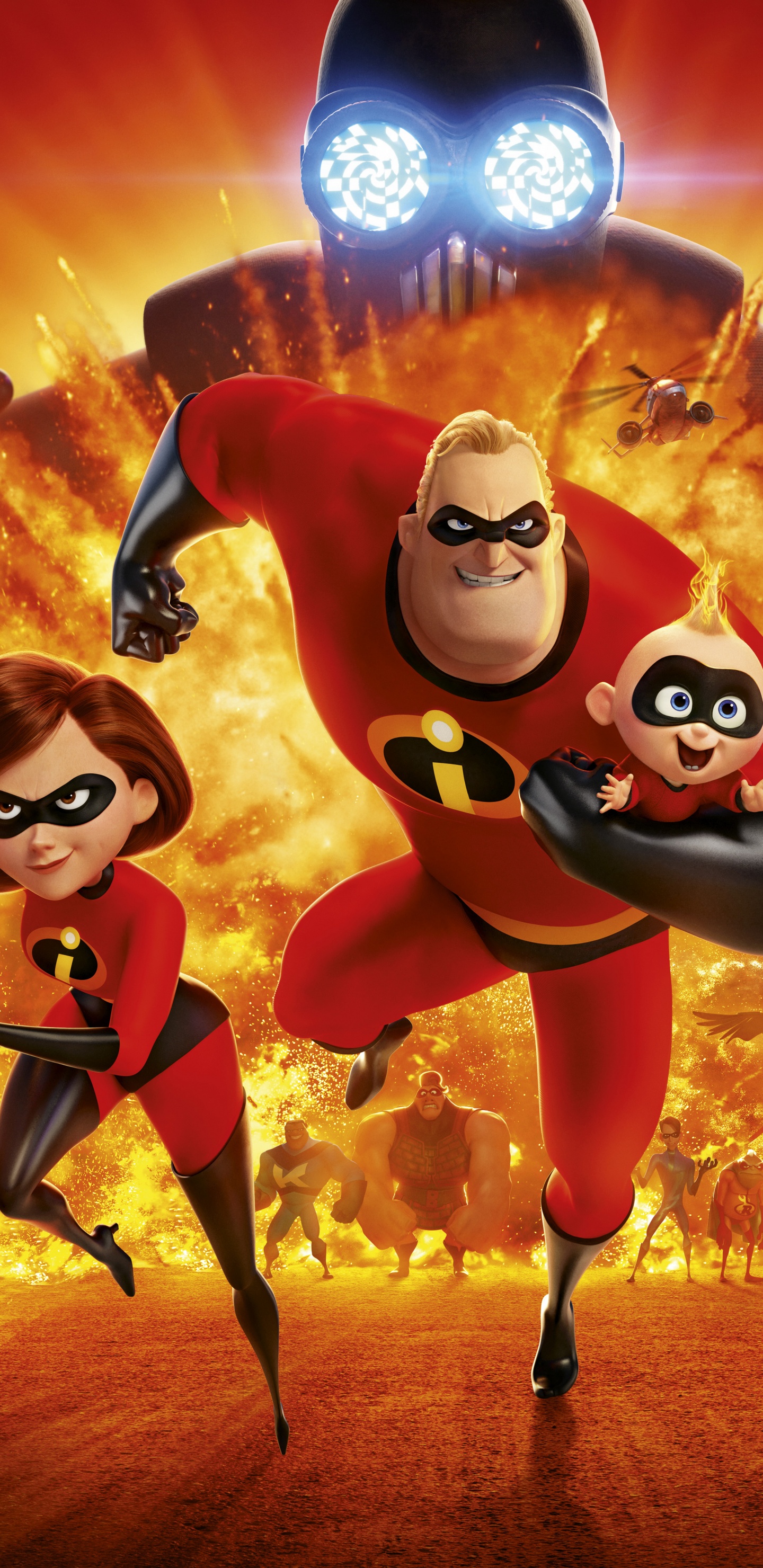 Обои Суперсемейка 2, Эластика, Морозко, Джек-Джек Парр, пиксар в разрешении 1440x2960