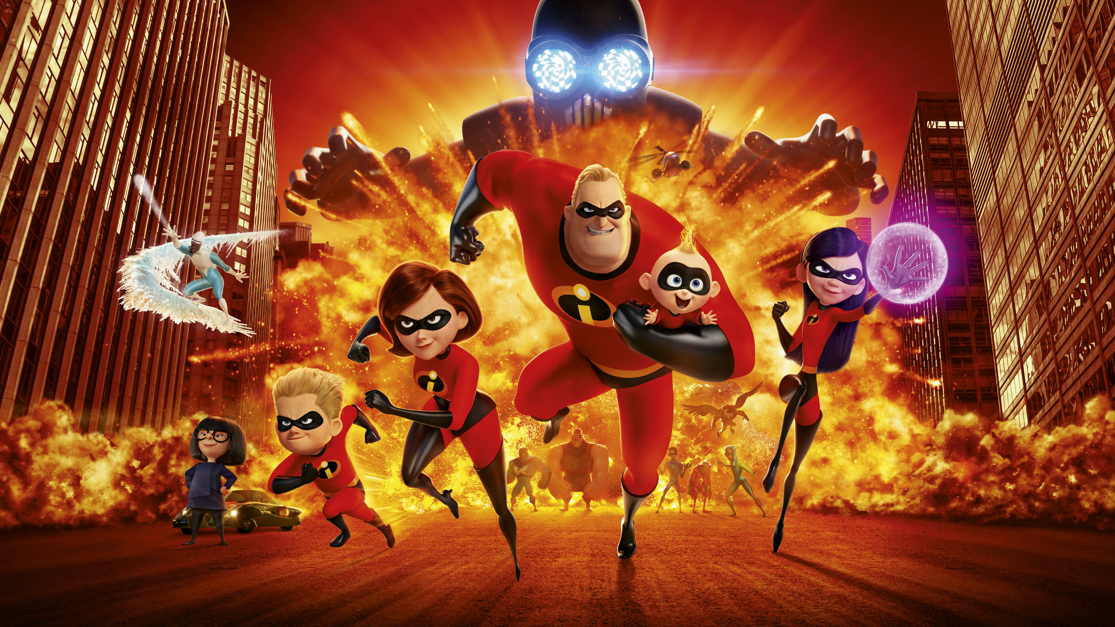 Обои Суперсемейка 2, Эластика, Морозко, Джек-Джек Парр, пиксар в разрешении 3840x2160