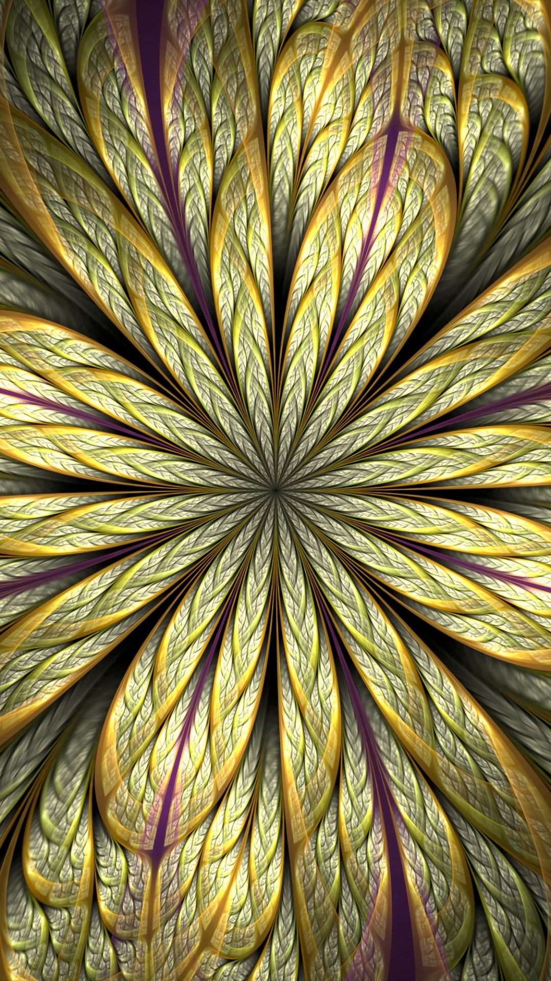 Обои фрактальное искусство, фрактал, витраж, психоделическое искусство, желтый в разрешении 1080x1920