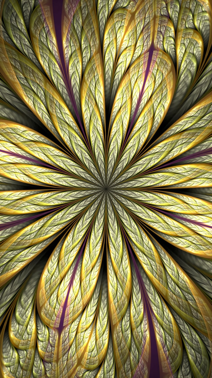 Обои фрактальное искусство, фрактал, витраж, психоделическое искусство, желтый в разрешении 720x1280