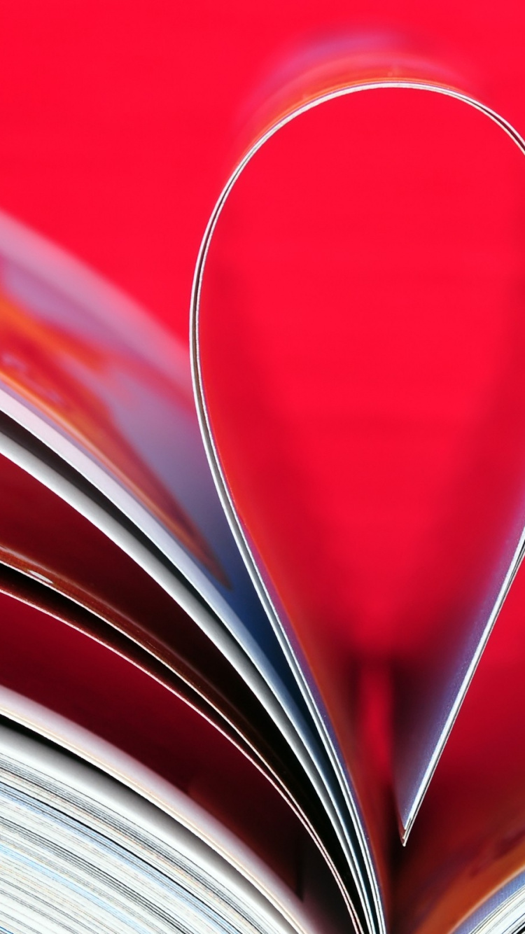 Обои сердце, книга, красный цвет, роман, любовь сердца в разрешении 750x1334