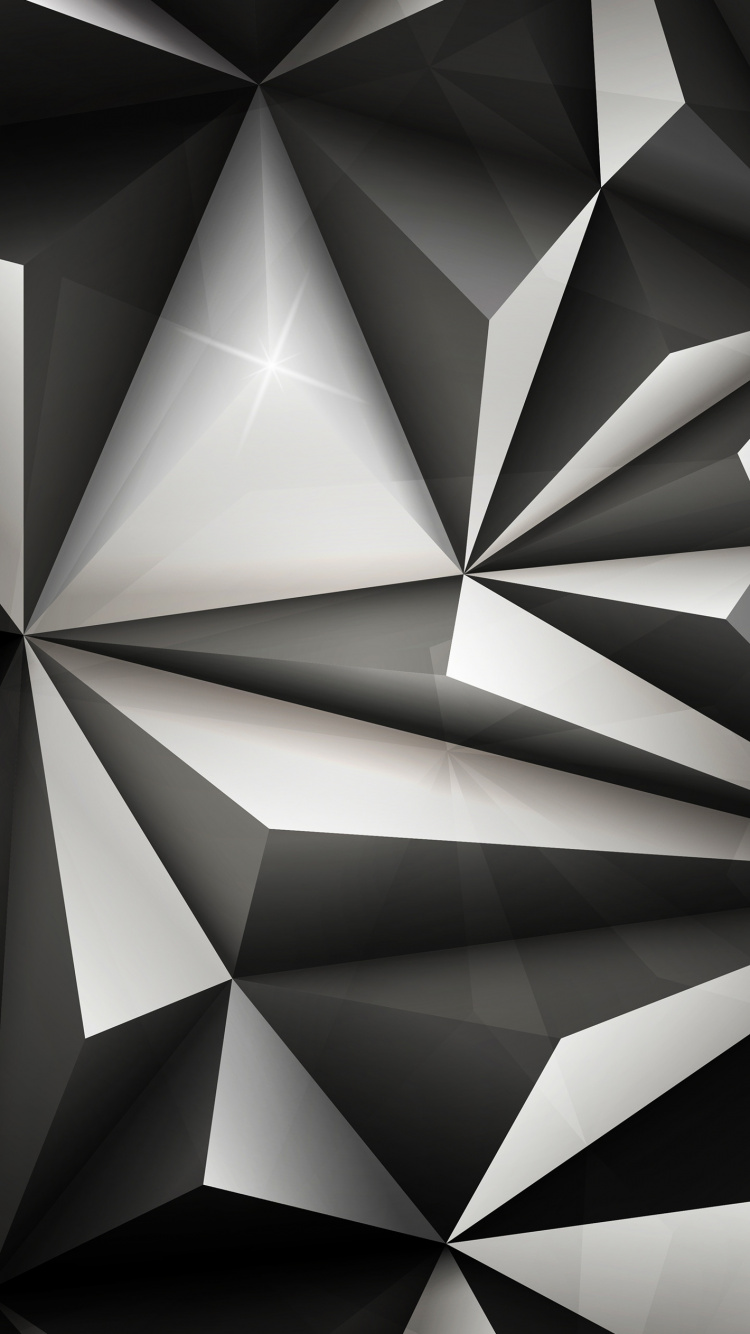 Обои геометрия, треугольник, Эпл, черный и белый, серый цвет в разрешении 750x1334