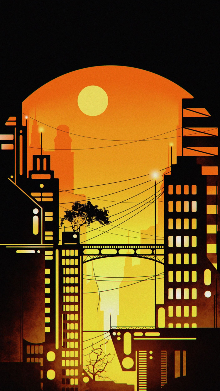 Обои архитектура, здание, освещение, Оранжевый цвет, электричество в разрешении 750x1334