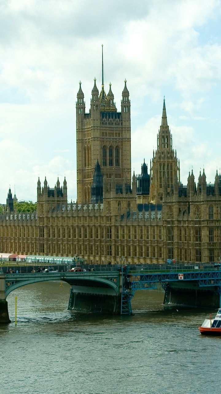Обои здание парламента, Биг Бен, вестминстерский дворец, ориентир, реки в разрешении 720x1280