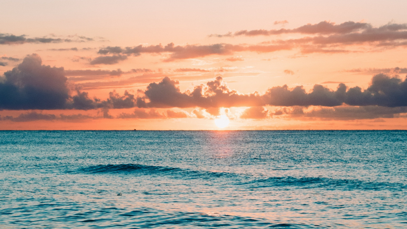 Обои горизонт, океан, вода, море, пляж в разрешении 1366x768
