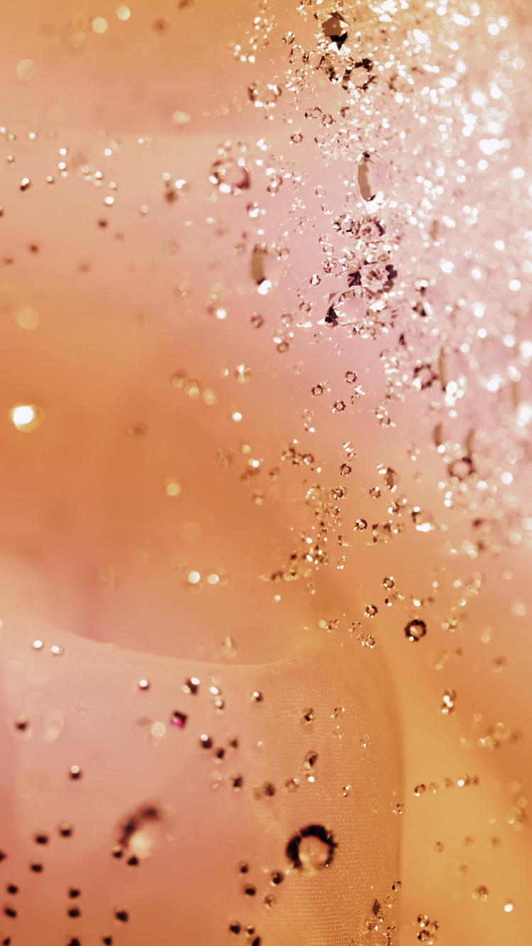 Обои вода, падение, жидкость пузырь, персик, влага в разрешении 750x1334