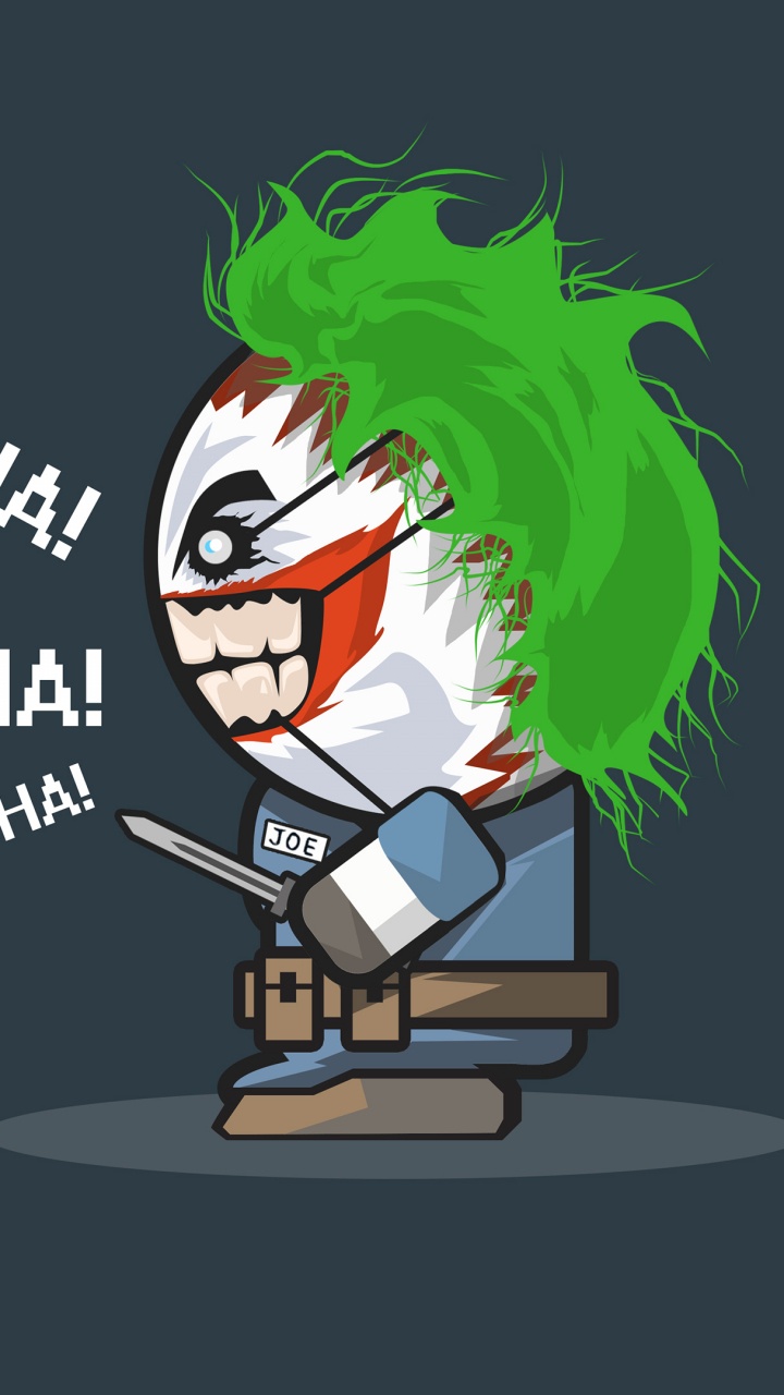 Обои Джокер, арт, мультфильм, анимация, иллюстрация в разрешении 720x1280