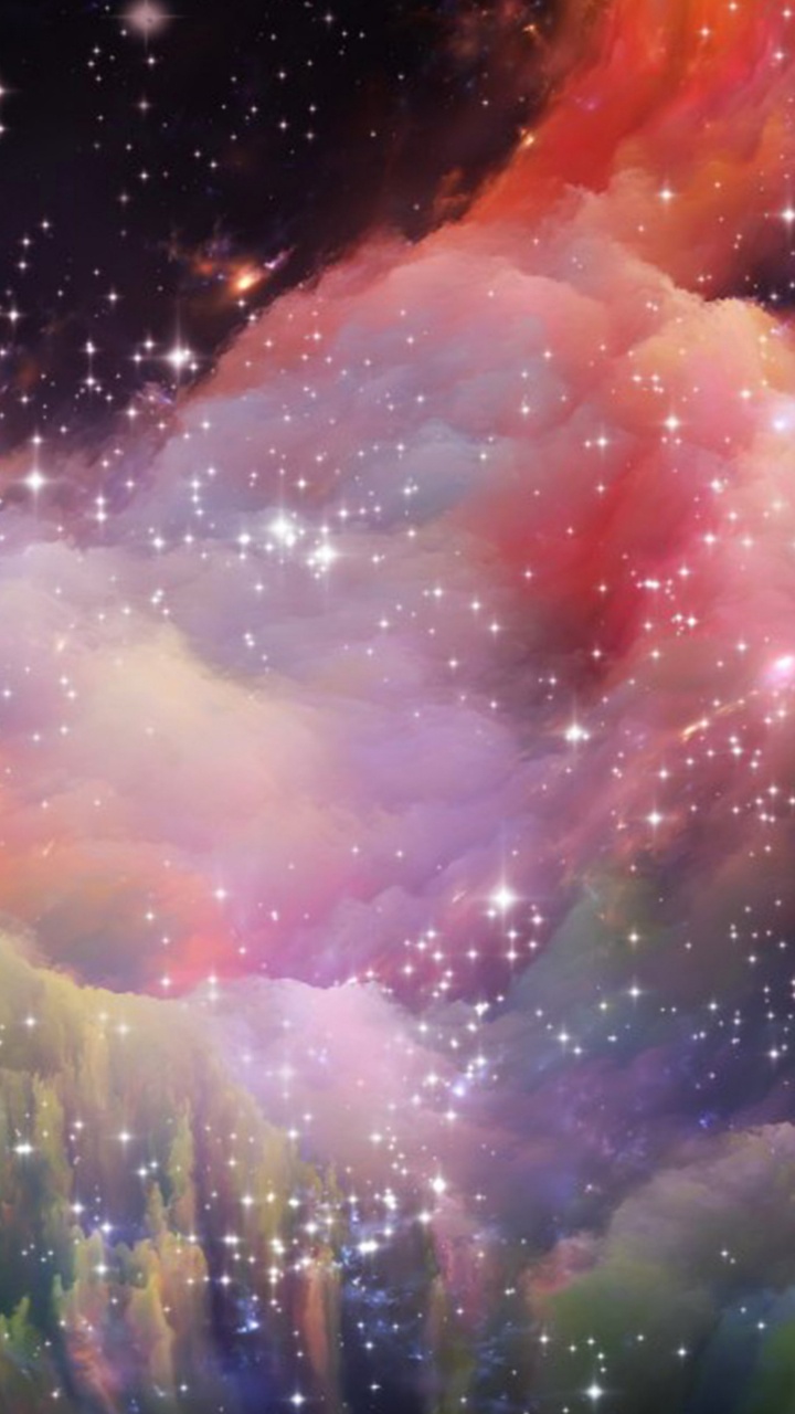 Обои космос радуга арт, арт, иллюстрация, пространство искусства, Радуга в разрешении 720x1280